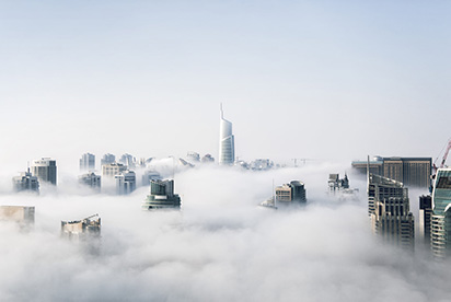 Das grüne Glück Alles rund um vertikale Begrünung Luft Nebel über Stadt