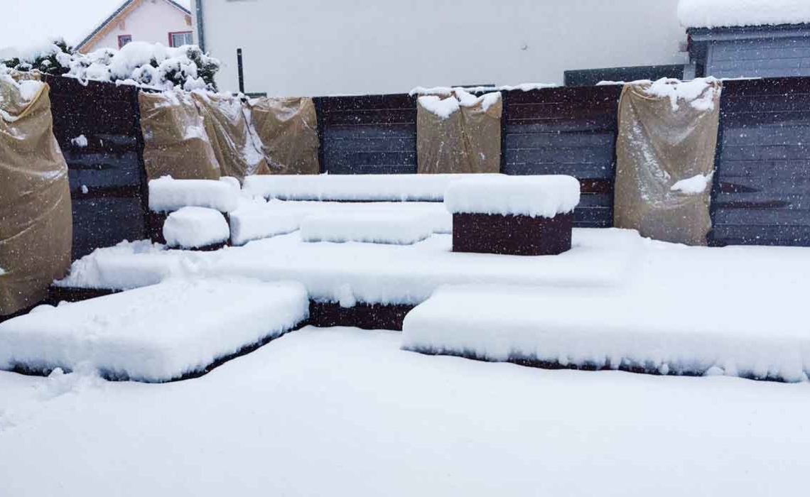 Pflanzenwände überwintern Alles rund um vertikale Begrünung Pflanzenwand im Winter mit Schnee